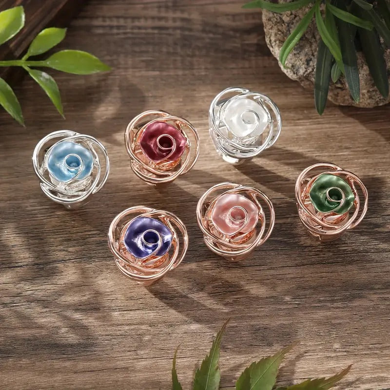 Blå Rose Smykkesett med Halskjede, Armbånd og Ring
